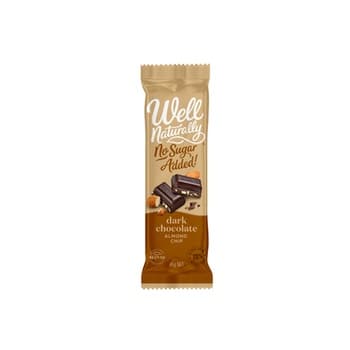 Well Naturally No Sugar Added Dark Chocolate Almond Chip 45g