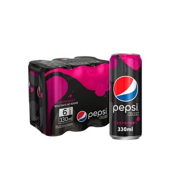 Pepsi black raspberry carbonated can soft drinks 330ml pack of 6
