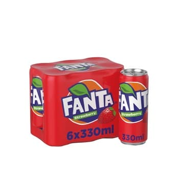 FANTA Strawberry Carbonated Soft Drink Can 330ml pack of 6