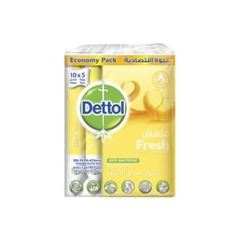 Dettol Skin Wipes Economy Pack Fresh 10s (5 Packs)