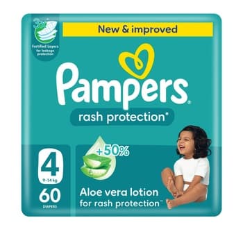Pampers Rash Protection Taped Diapers Size 4 Mega Pack 60