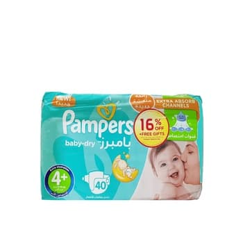 Pampers Active Baby-Dry Diapers Size 4+ Large + 9-16 Kg 40 Diapers