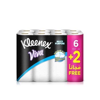 Kleenex Multi Purpose Kitchen Tissue Paper Towel 2 PLY 8 Rolls x 40 Sheets Absorbent Towels for all Surfaces