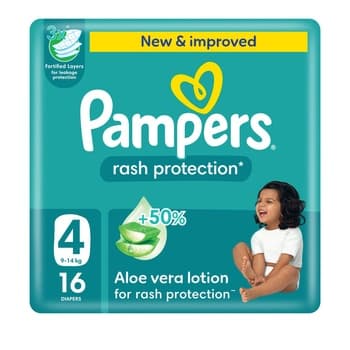 Pampers Rash Protection Taped Diapers Size 5 11-16kg + Carry Pack 14 Count