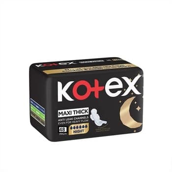 Kotex Maxi Protect Thick Pads Overnight Protection Sanitary Pads with Wings 48 Sanitary Pads