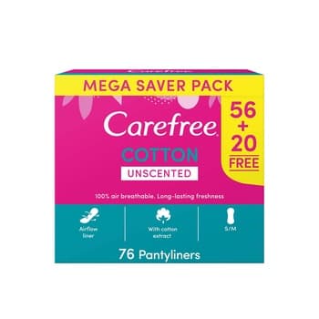 Carefree Daily Panty Liners Cotton Unscented Pack Of 76
