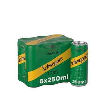 SCHWEPPES GingerAle Carbonated Drink Can 250ml pack of 6