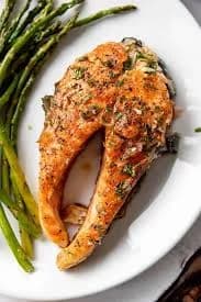 Salmon Steak with Garlic