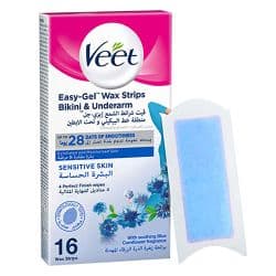 Veet Professional Hair Removal Wax Strips for Sensitive Skin Bikini & Underarms 16 Strips