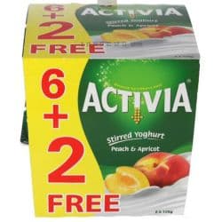 Activia Fruit Yoghurt Peach Apricot 8 x 120 g