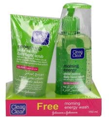 Clean & Clear Morning Energy Facial Scrub + Facial Wash Free
