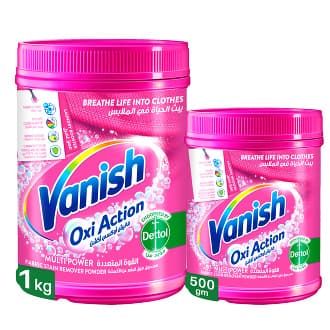 Vanish Oxi Action Fabric Stain Remover Powder 1kg + 500g for Coloured & White Clothes
