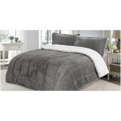 Selena Sherpa Comforter Set Taupe Color