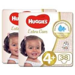 Huggies Extra Care Baby Diapers Twin Pack Size 4+ (10-15 Kg)
