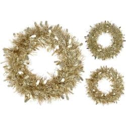 Wreath Tinsel Champagne 35 cm