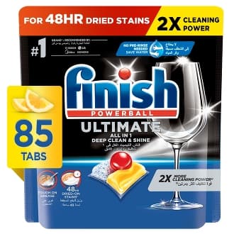 Finish Ultimate Dishwasher Tablets, Lemon Sparkle Scent, 2x More Cleaning Power