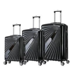 Abs Double Four Spinner Wheels Trolley Case Black Set Of 3