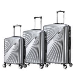 Abs  Double Four Spinner Wheels Trolley Case Grey Set Of 3