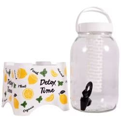 Decorated Beverage Dispenser Detox Time With Infuser
