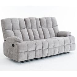 Recliner Chenille 3 Seater Light Grey