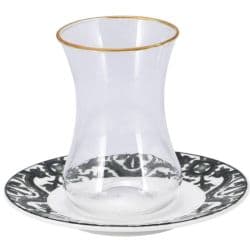 Bella Andalus Green Glass Teacup With Saucer