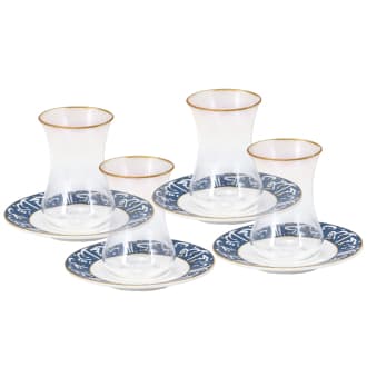 Bella Koufi Glass Teacup With Saucer 8pcs Set