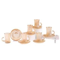 Glass Tea Cups With Saucer Plate Light Orange