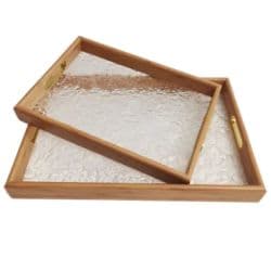 Bamboo + Stone Tray Set