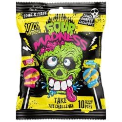 Sour Madness Sour & Fizzy Lollipops