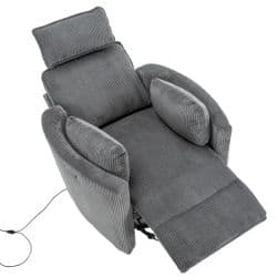 Power Rocking And Swivel Recliner With Headrest Grey