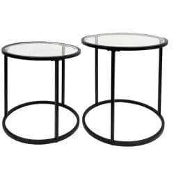 Sleek Black Circles Side Table Set Of 2