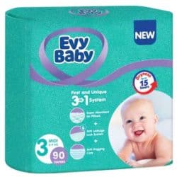 Evy Baby Diaper Midi Giant Size 3 To (5 - 9 Kg)