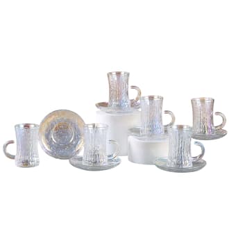 Glass Tea Cup With Saucer Plate 12pcs Set