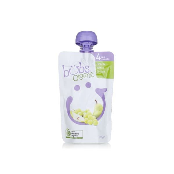 Bubs Organic Pear & White Grapes Pouch 6+ Months 120g