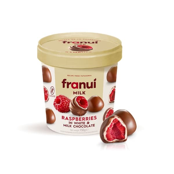 Franui Frozen Raspberries In White And Milk Chocolate 150G
