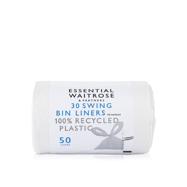 Waitrose Essential Tie Handle Swing Bin Liners x 30
