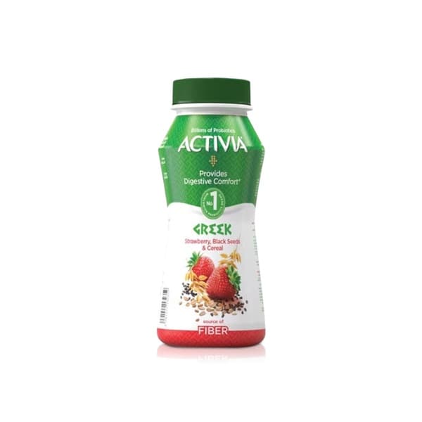 أكتيفيا يوغورت درينك يوناني بنكهة فراولة وبذور سوداء وحبوب 180ml