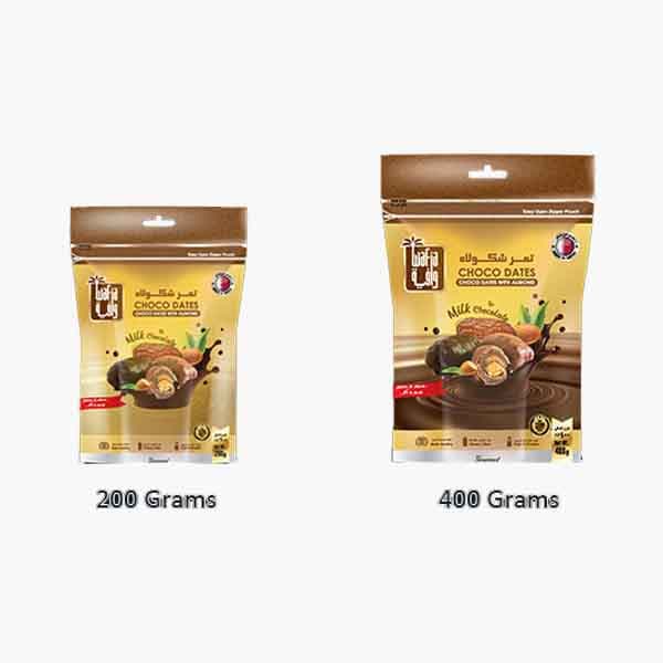 Wafia Milk Chocolate Dates W Almond Pouch 200 g