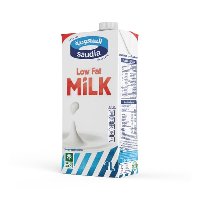 Saudia UHT Low Fat Milk, 1L