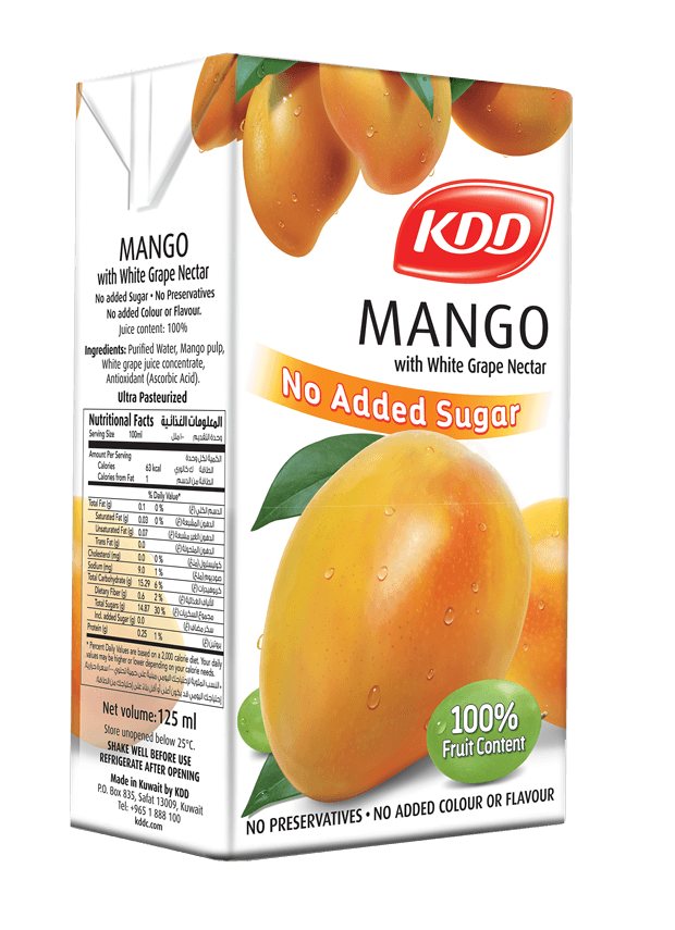 KDD Mango with White Grape Nectar Juice No Added Sugar, 125ml