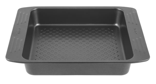 Tefal Easy Grip, Square Cake, 21 x 21cm, Carbon Steel, Easy Handling, Large Handles, Non-Stick Coating, Easy Release - Dark Grey