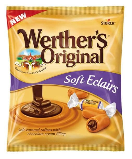 Werther's Original Soft Eclairs Chocolate Cream Filled Caramel Toffee Bag