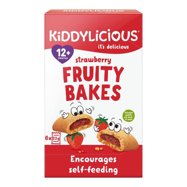 Kiddylicious Organic Whole Wheat Strawberry Fruity Baked Bars (12+ Months), 6x22g
