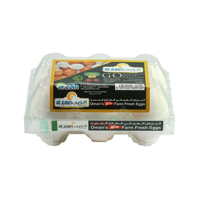 Al Zain Farm Fresh White Eggs, 6 Pieces