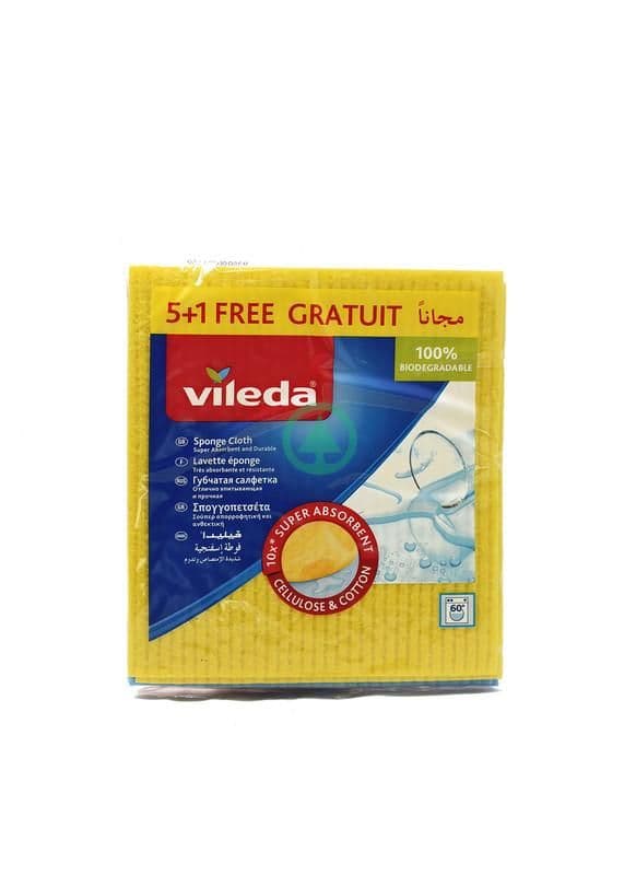 Vileda Sponge Cloth, 6 Pieces (5+1 Free)