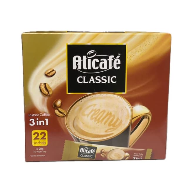 Alicafe 3 in 1 Classic Instant Coffee Sachets, 20x22 Sachets