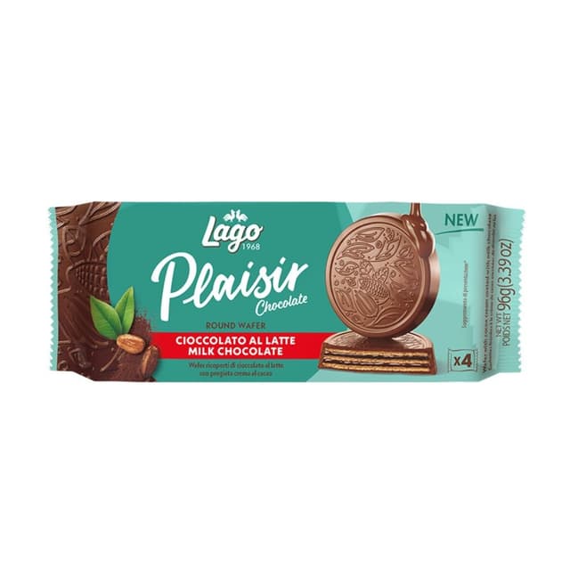 Lago Plaisir Cocoa Cream Filled Milk Chocolate Round Wafer, 96g