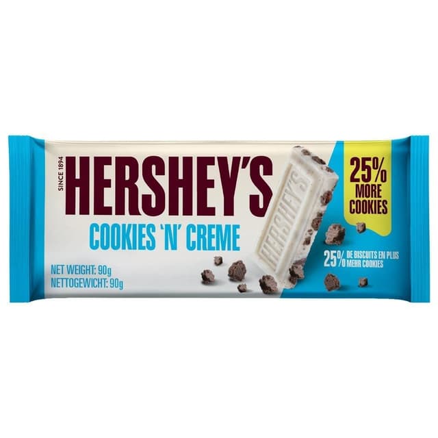 Hershey's Cookies 'N' Creme White Chocolate Bar, 90g