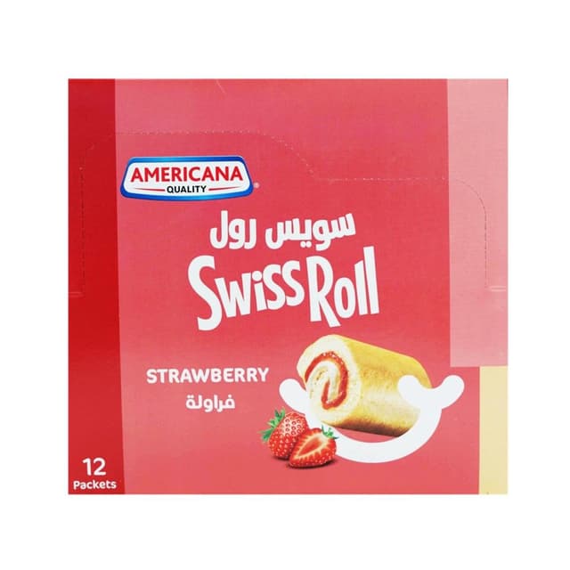 Americana Strawberry Mini Swiss Cake Roll, 12x55g