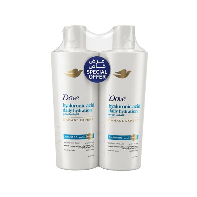 Dove Daily Hydration Shampoo, 2x400ml